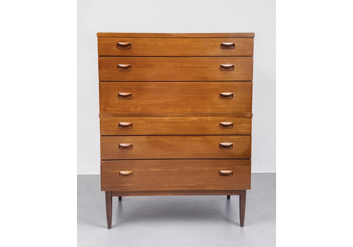 Wrighton Teak Chest Of Drawers Tall Boy Mid Century Retro C1960s Lip Handles