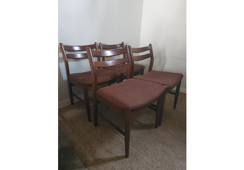 Retro Jentique Dining Chairs Mid Century Set Of 4 Dark Red Upholstery Delivery