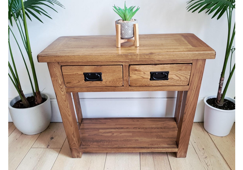 Vintage Country Oak Console Hall Table / Side Table Farmhouse Style 1980