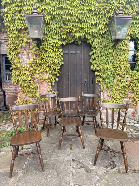 Vintage Rustic Windsor Style Beech Spindle Back Country Farmhouse ...