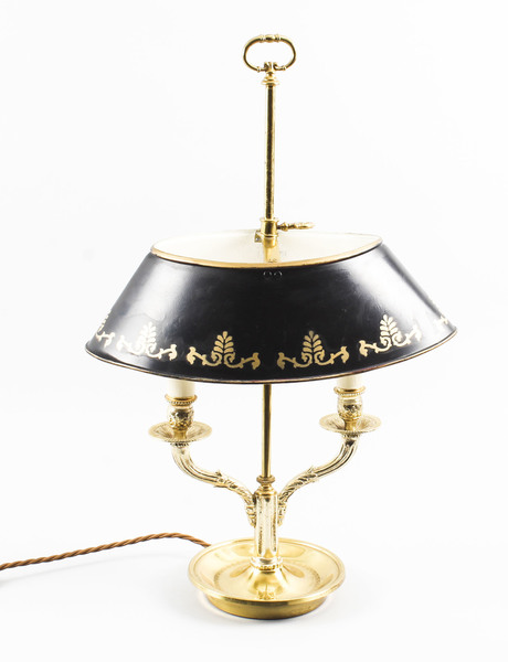 Vintage French Ormolu Toleware Bouillotte Lamp Mid Century