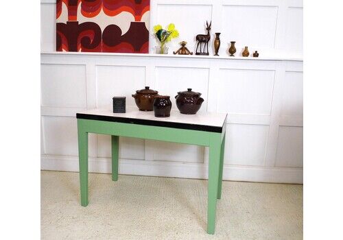 Vintage Enamel Topped 1950s Kitchen Prep Pastry Table Or Vintage Office Desk