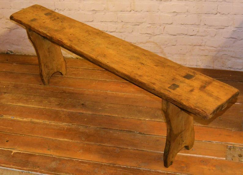 Rustic Farmhouse Pine Victorian Bench Wooden Kitchen Antique