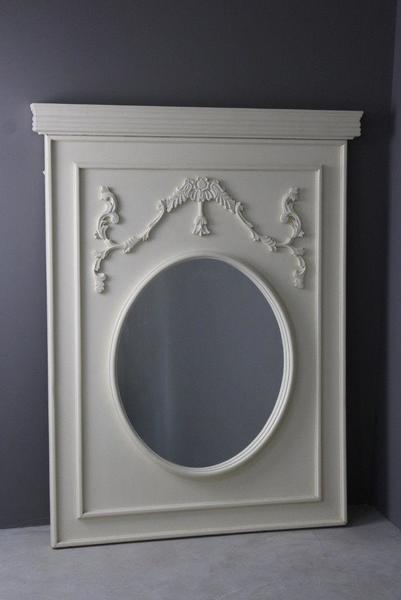 Large French Style White Overmantle Wall Mirror