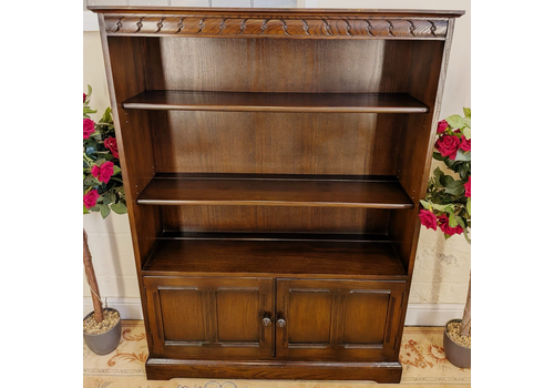 Vintage Ercol English Ash & Elm Three Tier Bookcase Cabinet