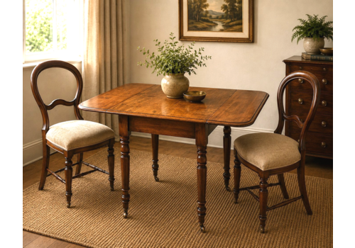 Antique Victorian Mahogany Pembroke Table Drop Leaf Dining Side Table Castors