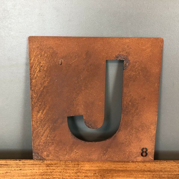 Rusty Metal Scrabble Letter Tile Wall Decor Art Lettering