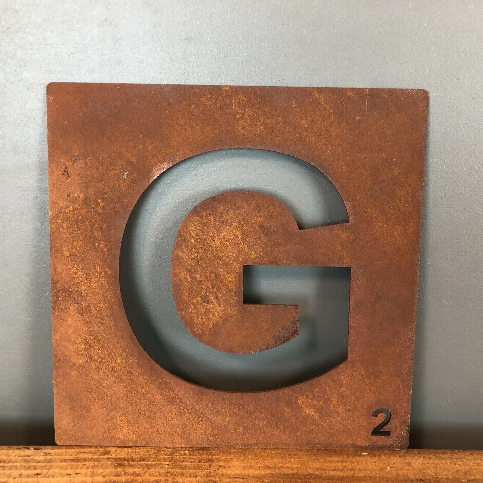 Rusty Metal Scrabble Letter Tile Wall Decor Art Lettering