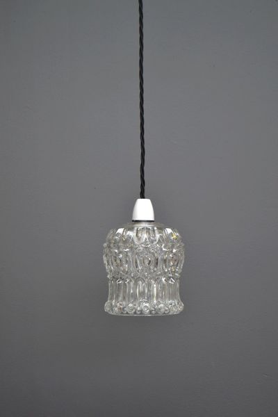 Vintage Mid Century Retro Glass Bell Shape Hanging Pendant Ceiling Light Shade