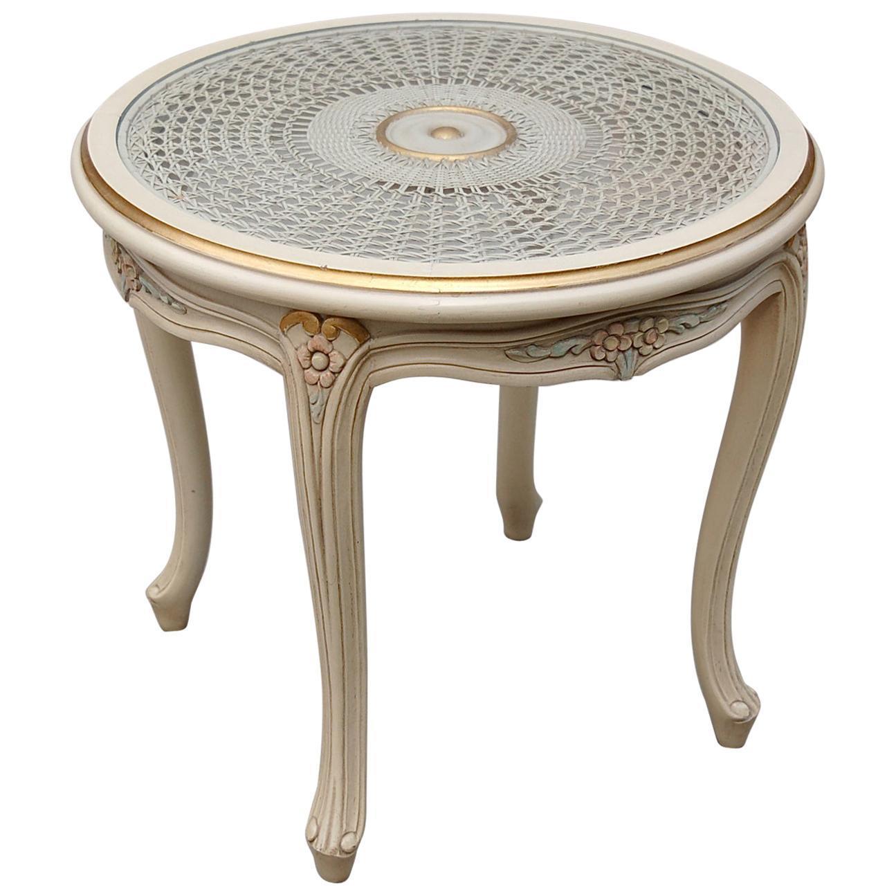 French Provincial Side Table With Cane French Provincial Side Table With Cane