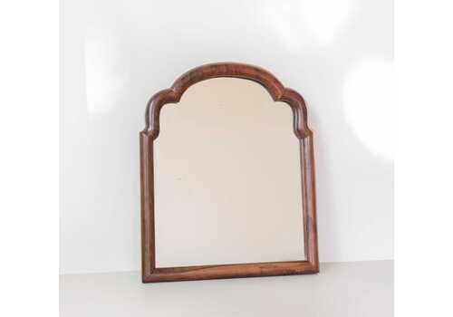 Miroir mural d'époque hollandais à arc festonné, cadre en bois d'acajou, petit miroir Art Nouveau, début du XXe siècle