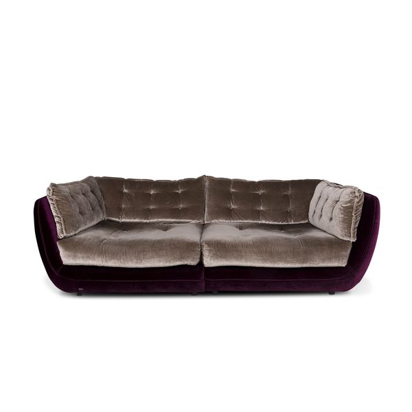 Bretz Cupcake Designer Velvet Fabric Sofa Beige Five Seater Couch 9692