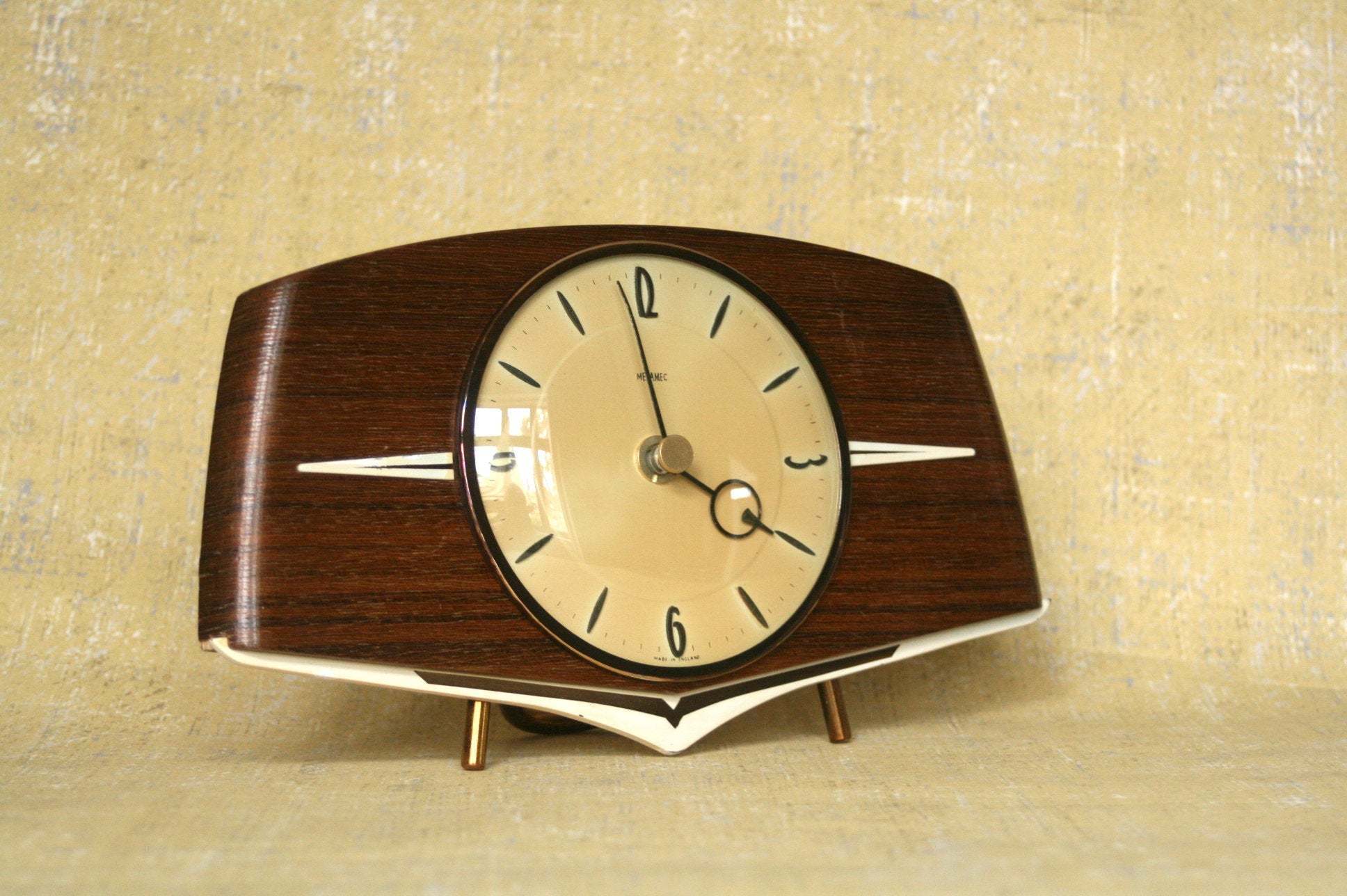 Metamec Wooden Mantel Clock, 70s, Vintage, Stylish Vinterior