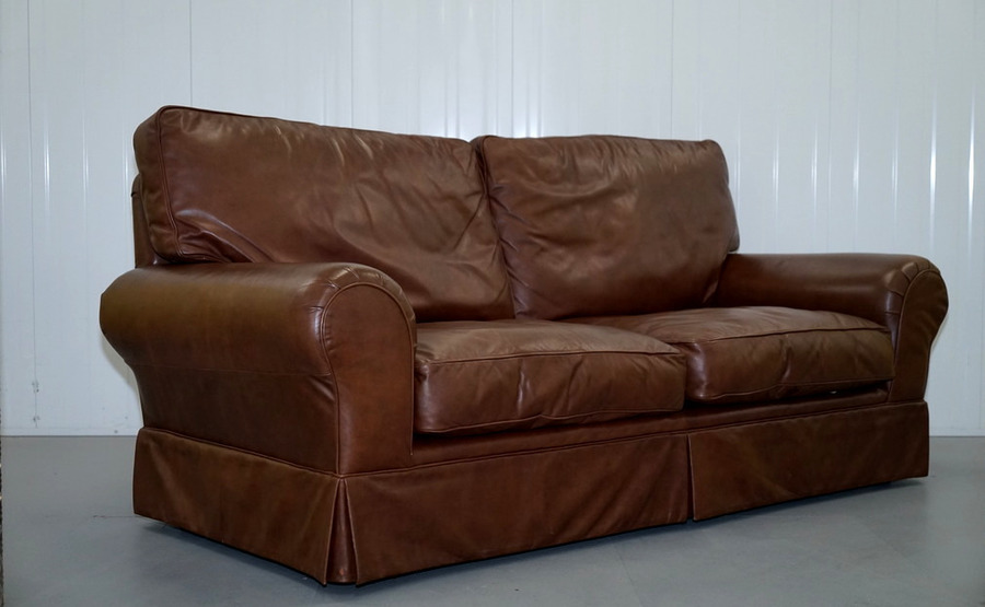 Stunning Laura Ashley Kendal Sofa In Brown Leather