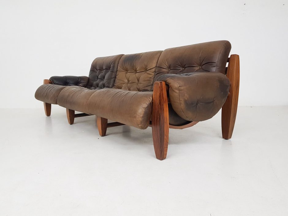 Percival Lafer Style Oak And Leather Sofa Vinterior Percival Lafer Style Oak And Leather