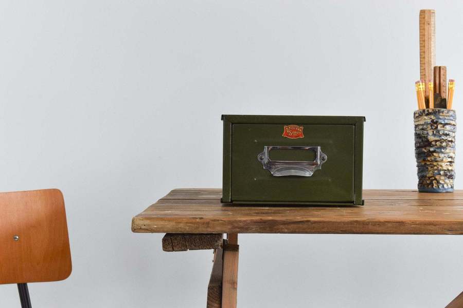 Vintage Green Single Drawer Veteran Series Metal Filing Cabinet