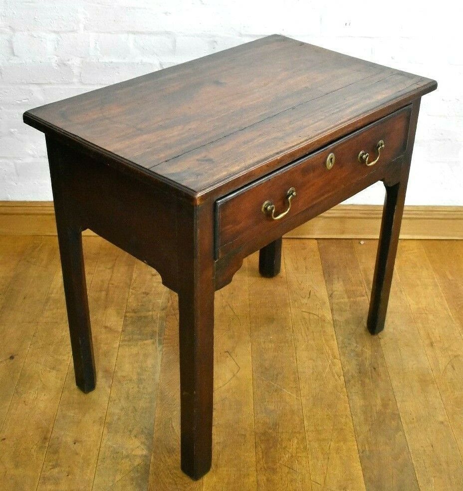 Antique Georgian Rustic Oak Console Side Table With Drawer Vinterior