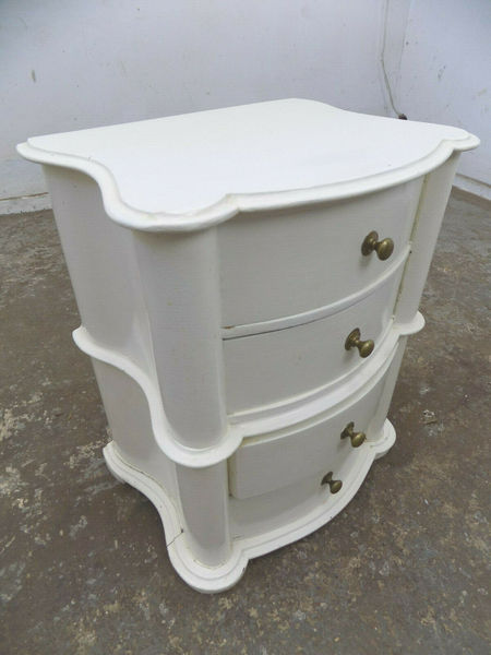 Vintage Mini Bow Front Small White Curved Chest Of Drawers Side