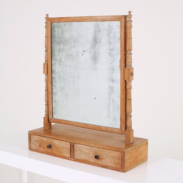 Antique French Farm Country Dressing Table Vanity Mirror Pine Wooden Vintage