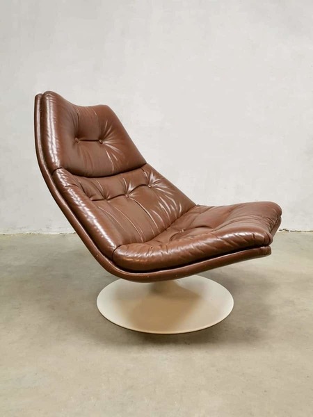 Vintage Leather Swivel Chair Armchair Artifort Geoffrey Harcourt F511 Vintage Leather Swivel Chair Armchair Artifort Geoffrey Harcourt F511