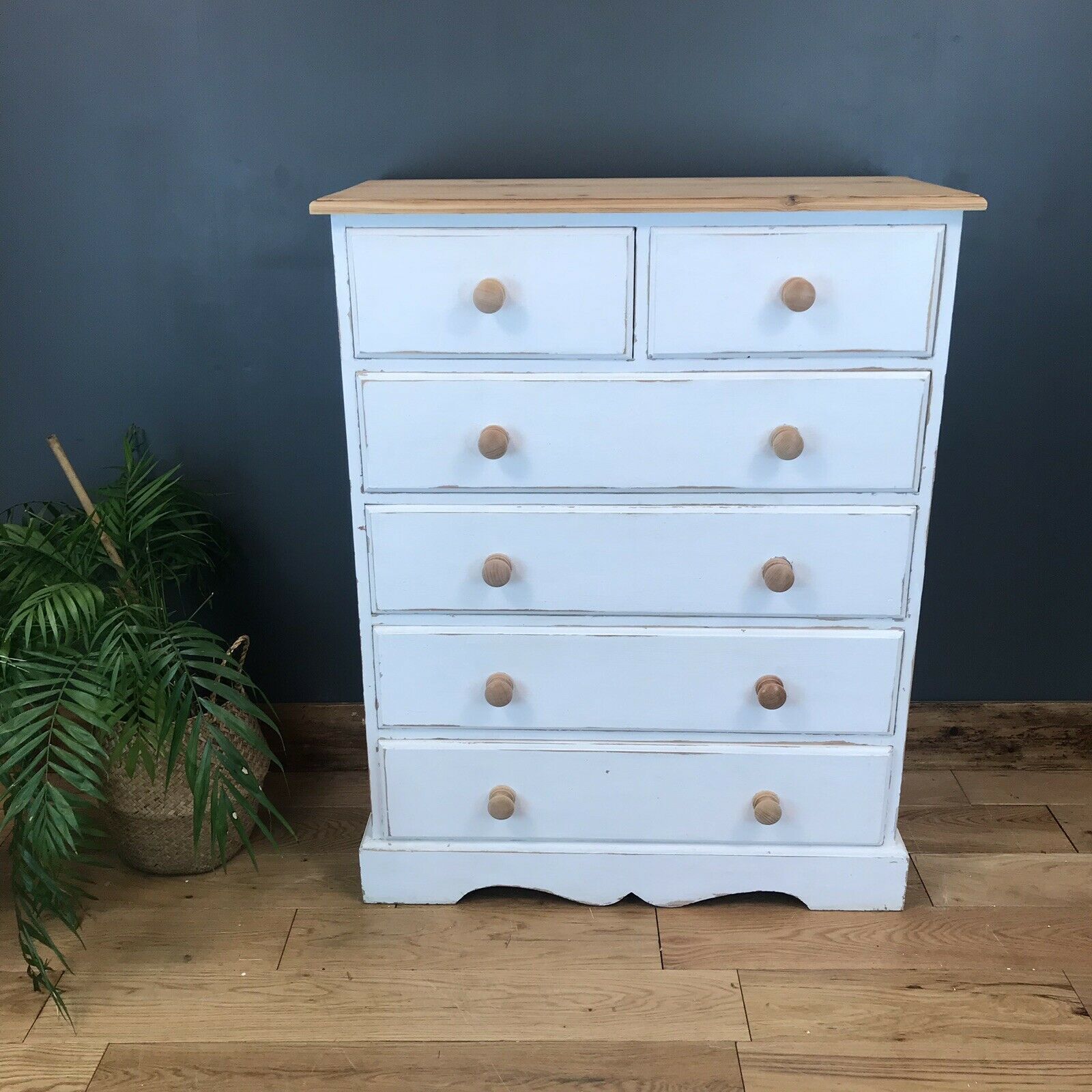Vintage Pine Upcycled Shabby Chic Chest Of Drawers Painted White