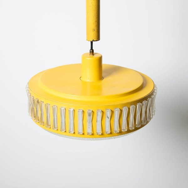 1960s Yellow Metal Pulley Lamp photo furniture