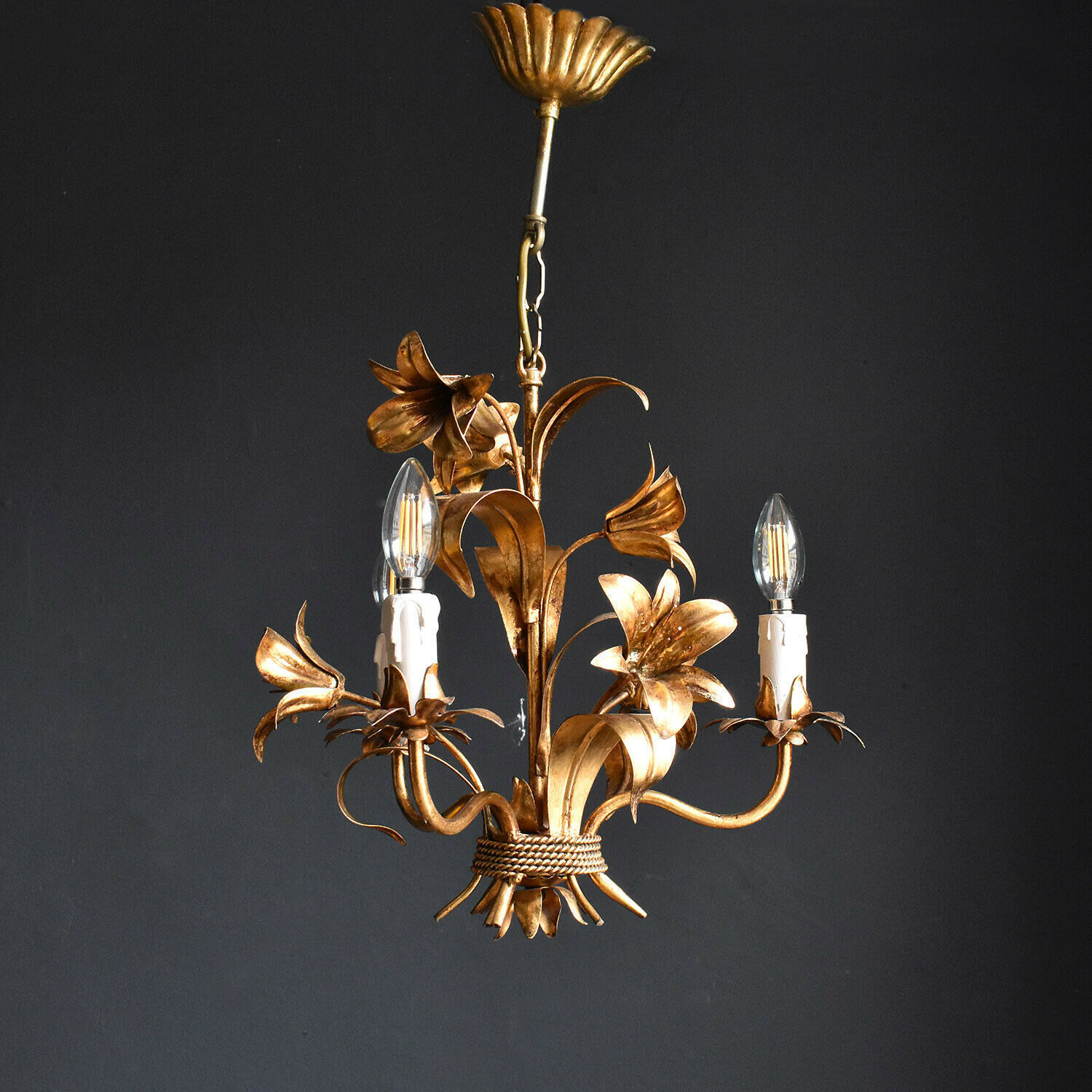 vintage Italian lily tole chandelier | Chandelier, Flower vintage Italian lily tole chandelier | Chandelier, Flower