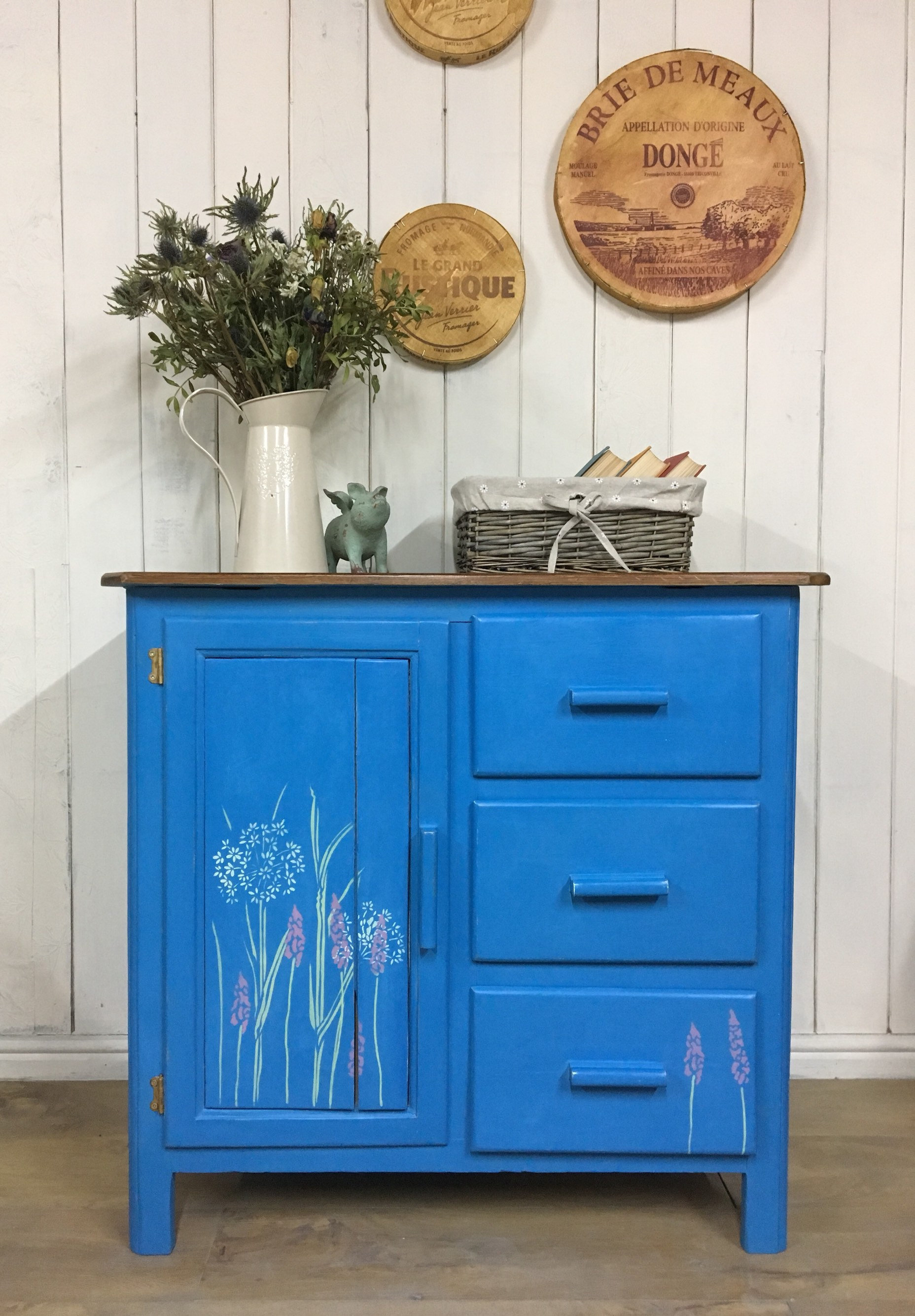 Hand Painted Kitchen Cupboard Blue Rustic Hand Painted Kitchen Cupboard Blue