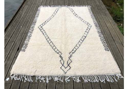 Authentic Beni Ourain Rug 190x275 Cm, White Moroccan Wool Carpet, Berber Handmade