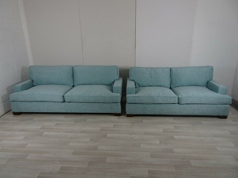 Immaculate Kingcome Hudson 3 Seater And 2 5 Seater Sofa S In Baby Blue Woven Fab Kingcome Vinterior