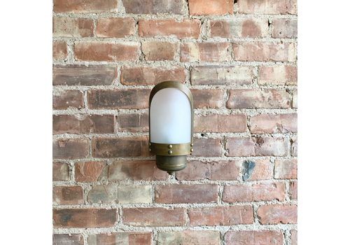 Contemporary Aged Brass Wall Light With Frosted Shade