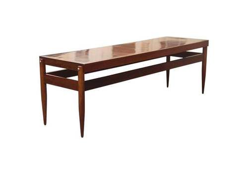 Midcentury Minimalist Walnut Brown Rectangular Coffee Table, 1950s