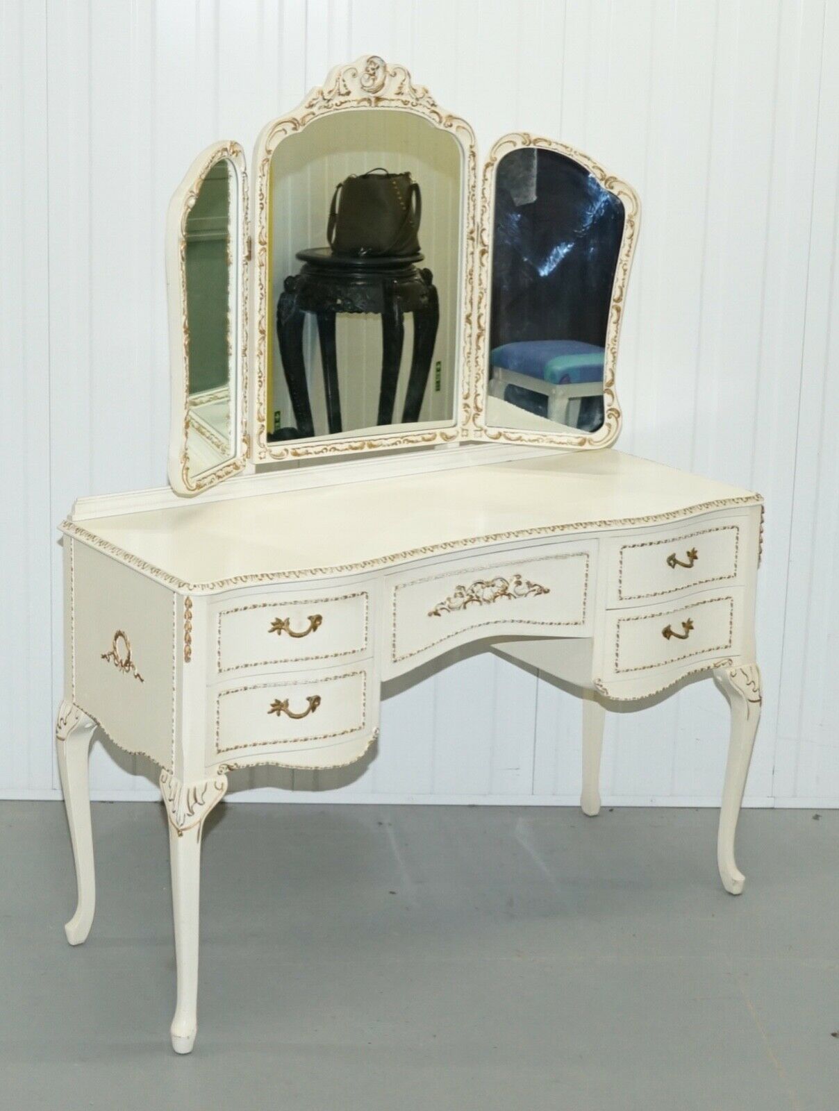 Beautiful Vintage Shabby Chic French Style Dressing Table With Mirrors Vinterior