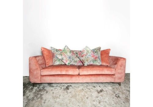 Velour Pink Two Seater Sofa And Armchair