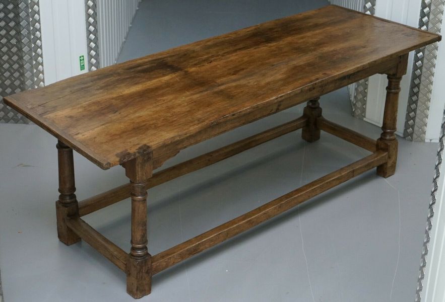 Very Rare Charles I 1630 Oak Refectory Dining Hall Table Plaish