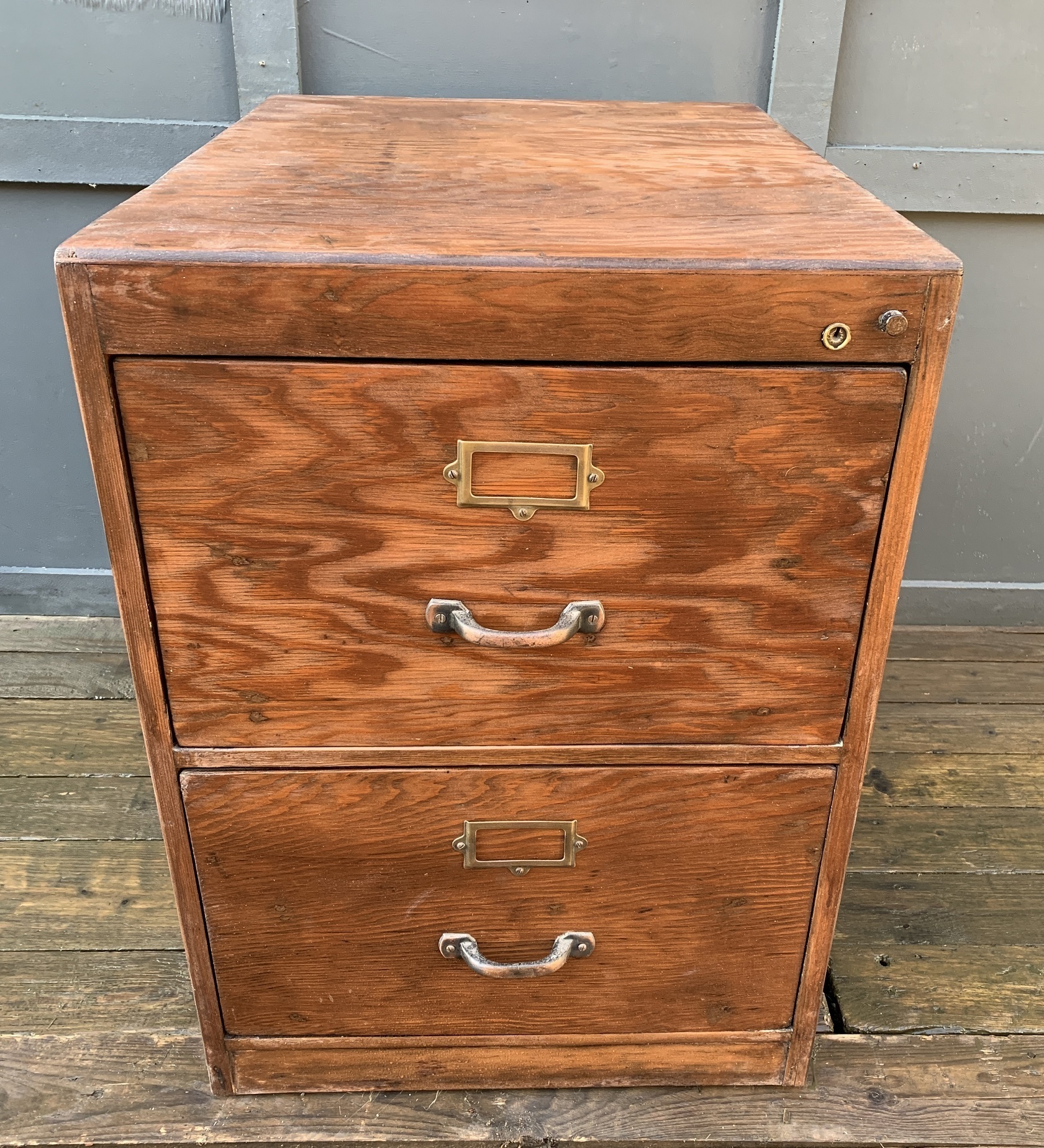 1930s Wooden 2 Drawer Filing Cabinet Vinterior