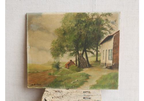 Vintage Antique French Landscape Oil Painting Wall Art 46 X 39cm