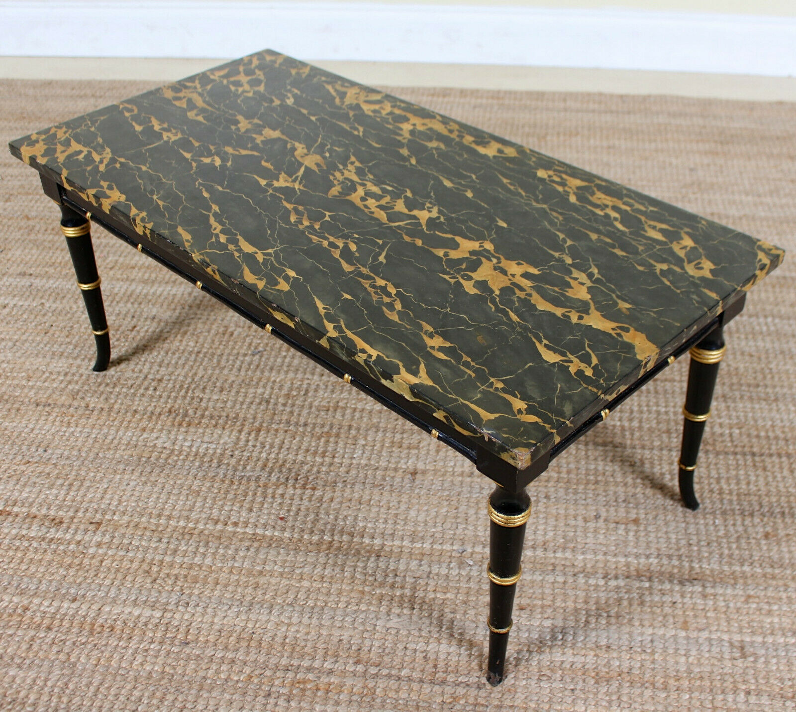Italian Painted Marble Coffee Table Vintage Black Vinterior
