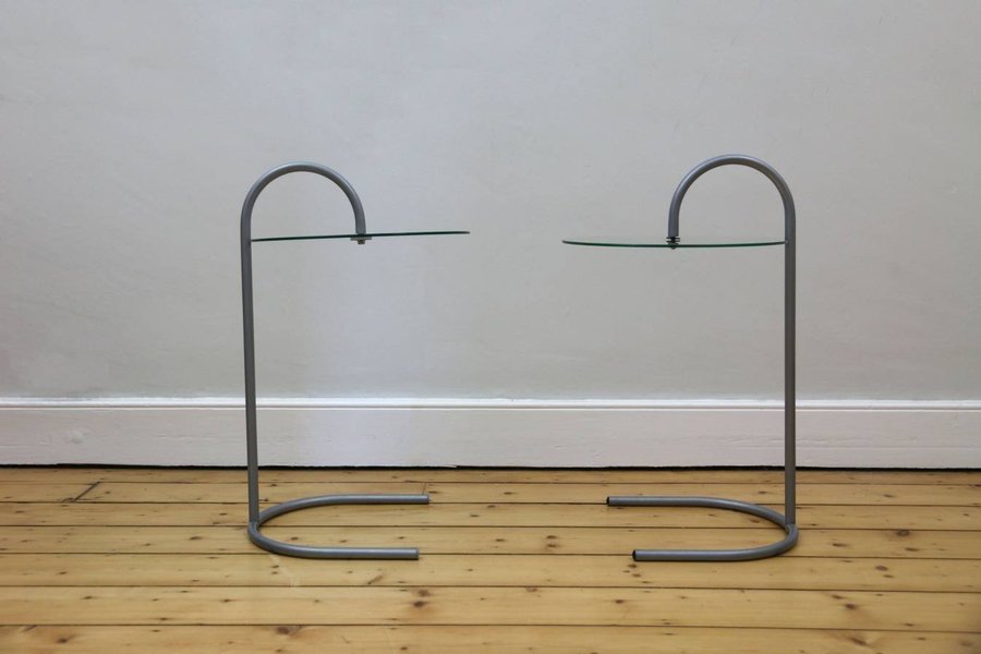 Set Of 2 1980s Vintage Brown Steel Round Side Table Ikea Vinterior