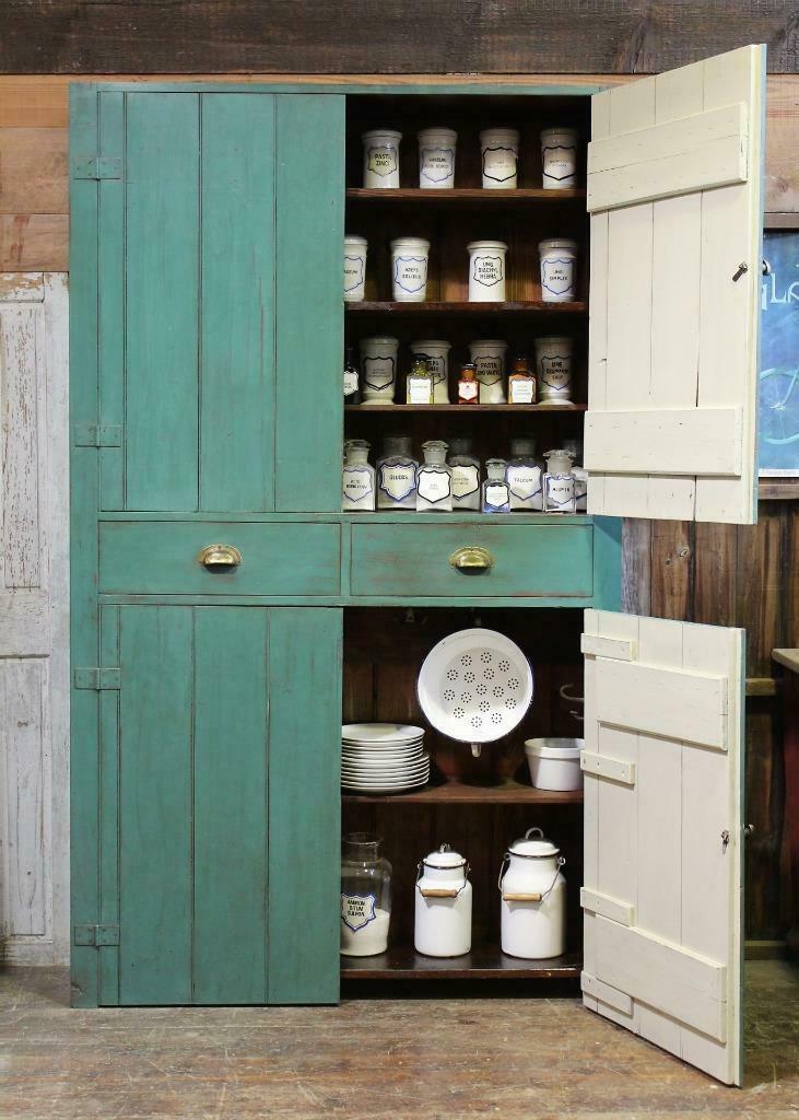 Victorian Primitive Scullery Cupboard Vintage Chippy Alcove Housekeeper Cupboard Vinterior