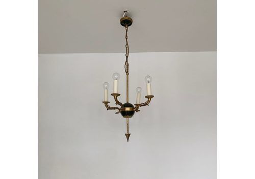 Small French Decorative Brass And Black Arrow Chandelier