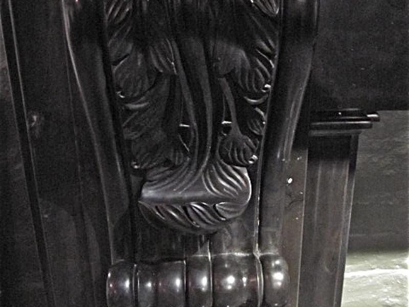 Large Black Belgian Fossil Marble Carved Corbel photo furniture