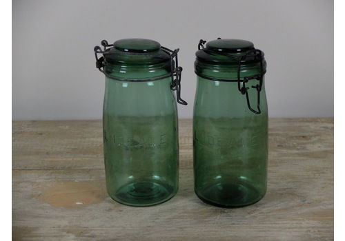Vintage L'ideale Pair Of Storage Jars