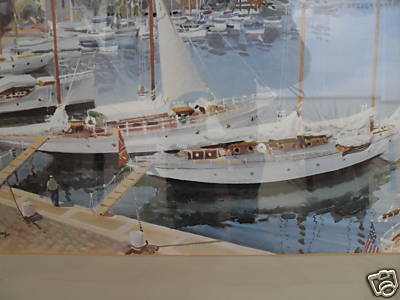 Print In Frame Sailing Sloops In Meditteranean Harbour. photo furniture
