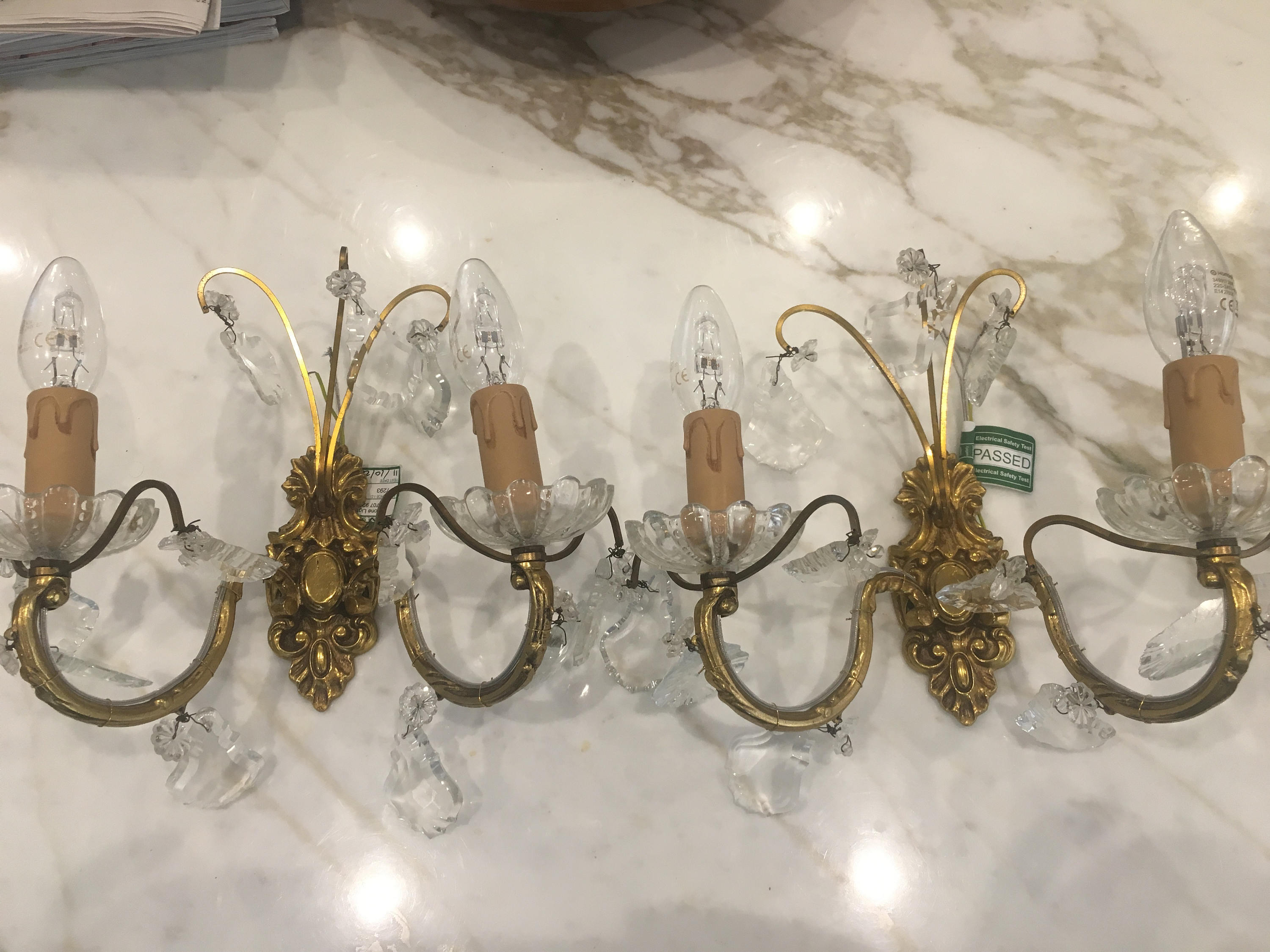 Stunning Pair Hollywood Regency French Tole Crystal Drop Br Sconces Wall Lights 1950s Rewired Uk Eu Usa Stunning Pair Hollywood Regency French Tole Crystal Drop Br Sconces Wall Lights 1950s Rewired Uk Eu Usa