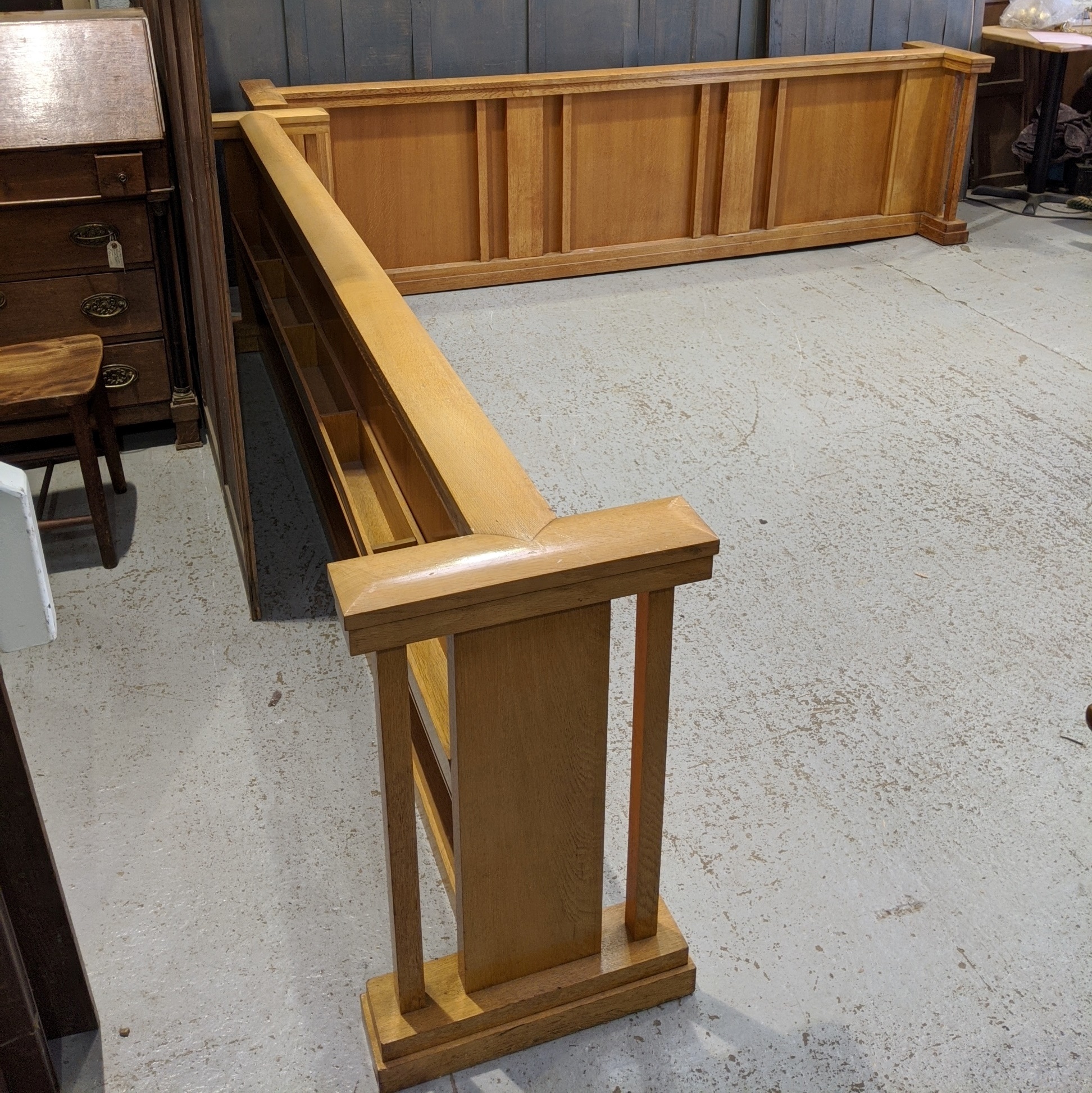 Two Long 1960 S Vintage Pale Oak Choir Or Bar Fronts Panels Panelling Vinterior
