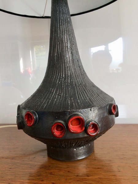 1960s Belgian Art Pottery Perignem Table Lamp Rogier Vandeweghe Design photo for sale