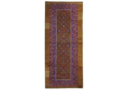 Hand Woven Antique Caucasian Carpet, Pure Wool Geometric Area Rug 146x326cm