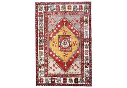 Antique Rugs, Turkish Rug With Yellow Rug Background From Milas