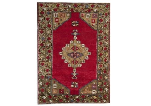 Antique Anatolian Turkish Rug, Red Wool Living Room Rugs 160x220cm